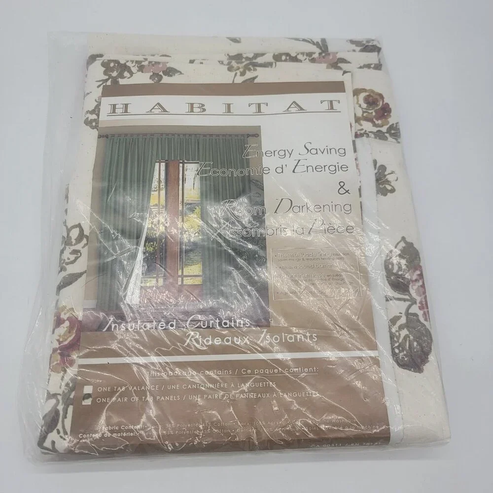 Habitat Cabbage‎ Rose Pair Of Room Darkening Tab Curtain Panels Floral 80 X 54